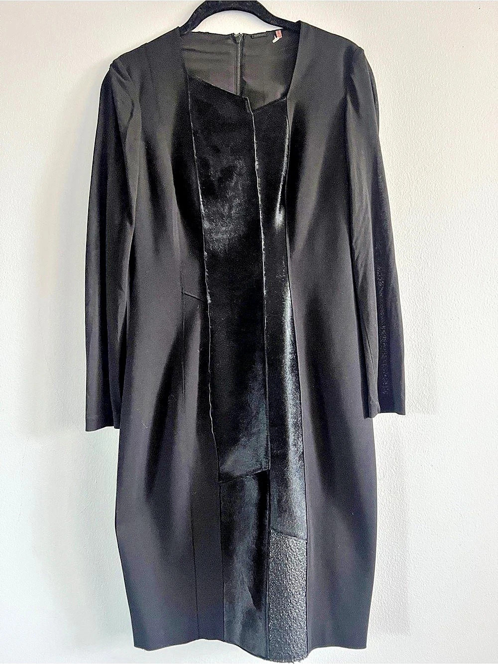 Ellie Tahari Ponte Dress with Calf Leather Front Panels size 4